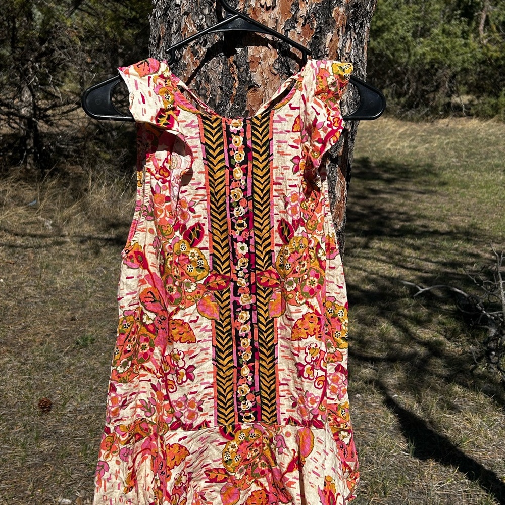 Free People women’s sz XS Pink Floral mini dress or tunic